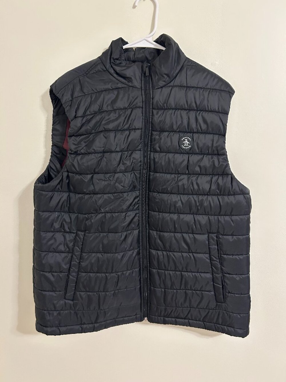 Original Penguin Men's Lightweight High Neck Puffer Vest Black